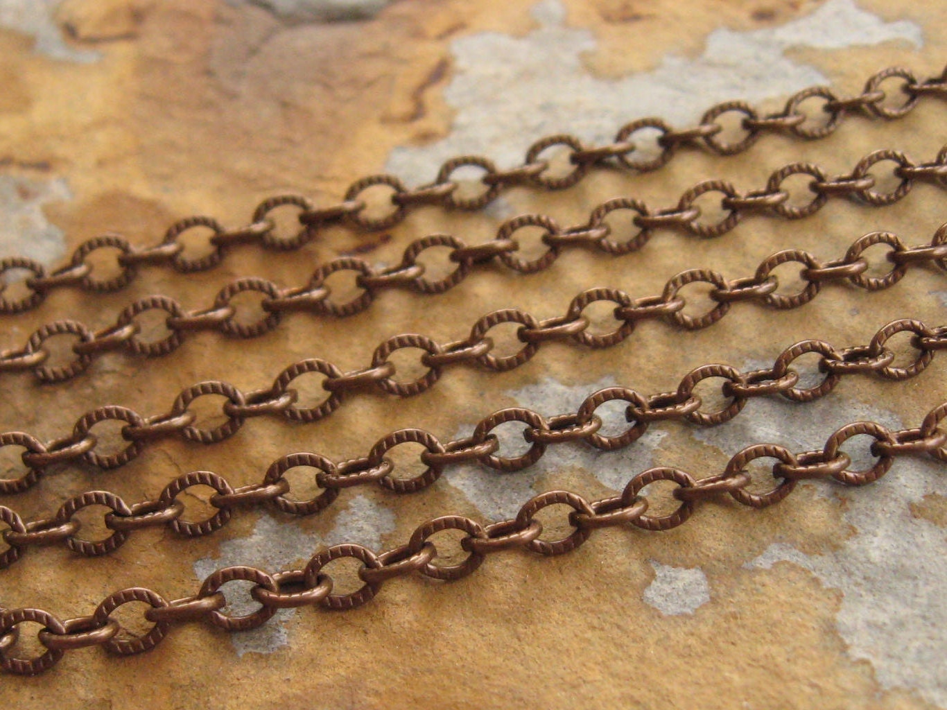 3 ft. Trinity Vintage Patina Small Etched Cable 4mm Chain - Trinity Brass Co. LOW SHIPPING