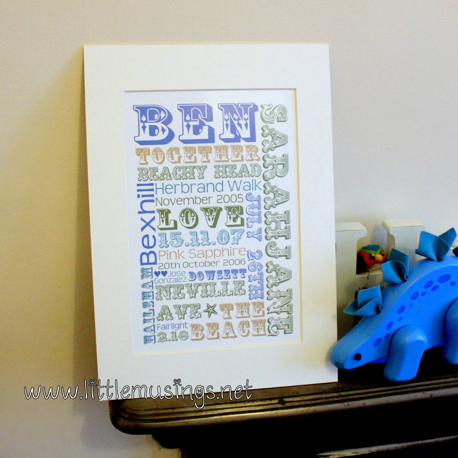 Personalised Couples Likes print. Special dates and places.  Romantic gift - Christmas gift