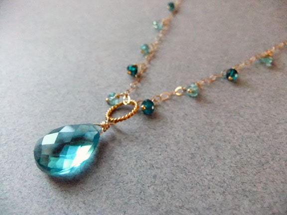 Mermaid Aqua Quartz Apatite and Amazonite Necklace