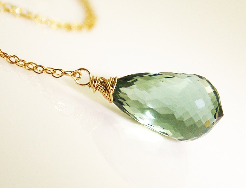 Luxe AAA Green Amethyst Briolette from etsy.com