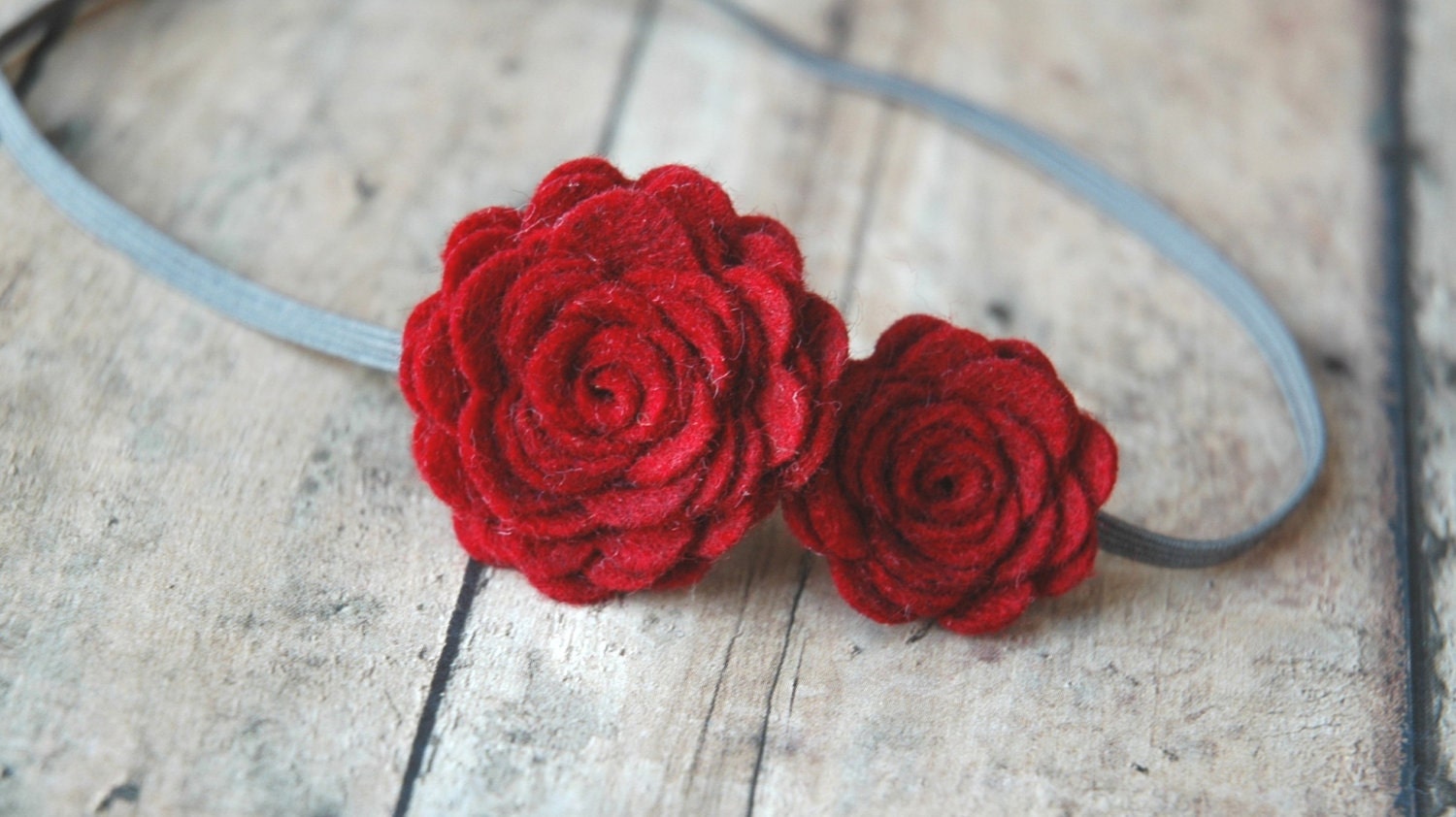 Baby Flower Headband - Felt Flower Headband In Dark Red - Large and Small Roses - For Baby to Adult
