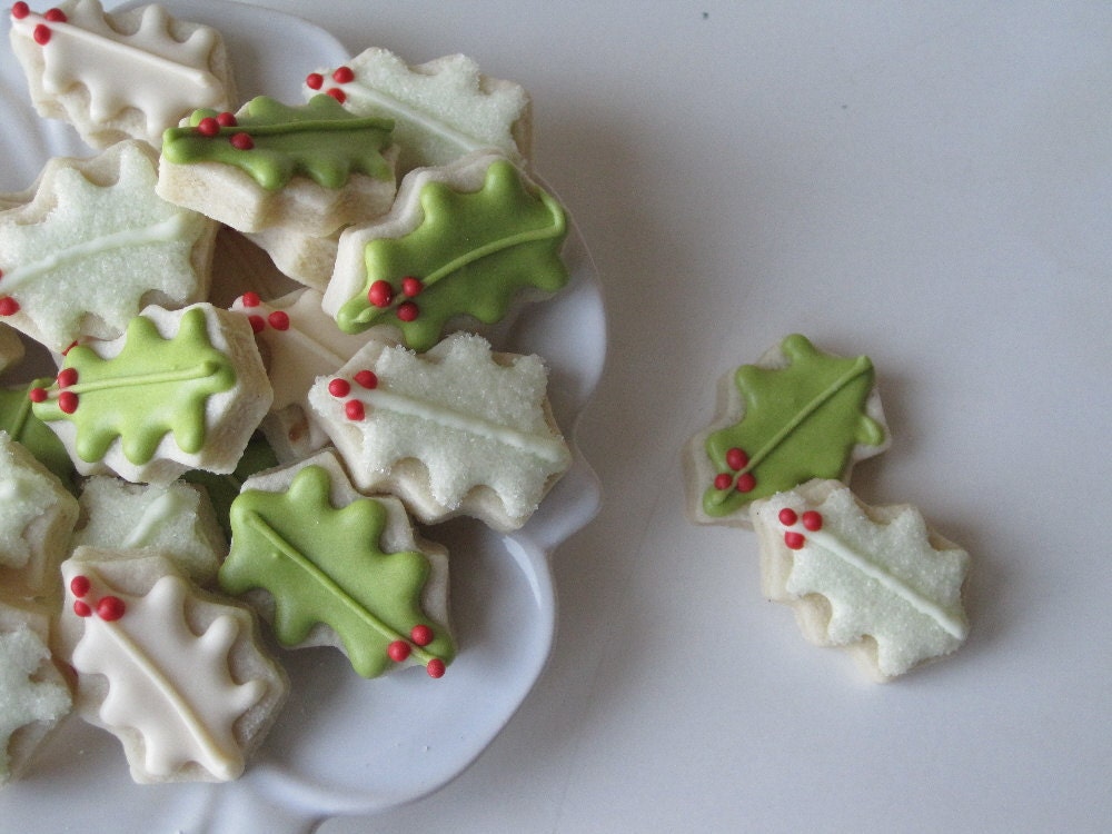 Oh so small HOLLY leaves sugar cookies - 8 dozen