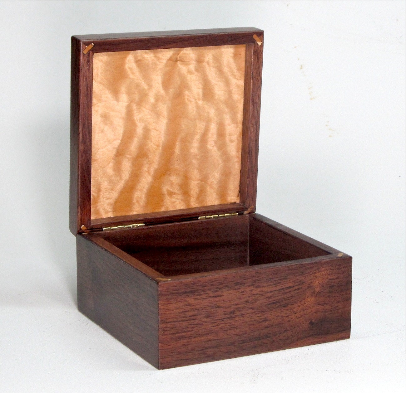 Black Walnut and Flame Quilted Ice Birch Trinket Box