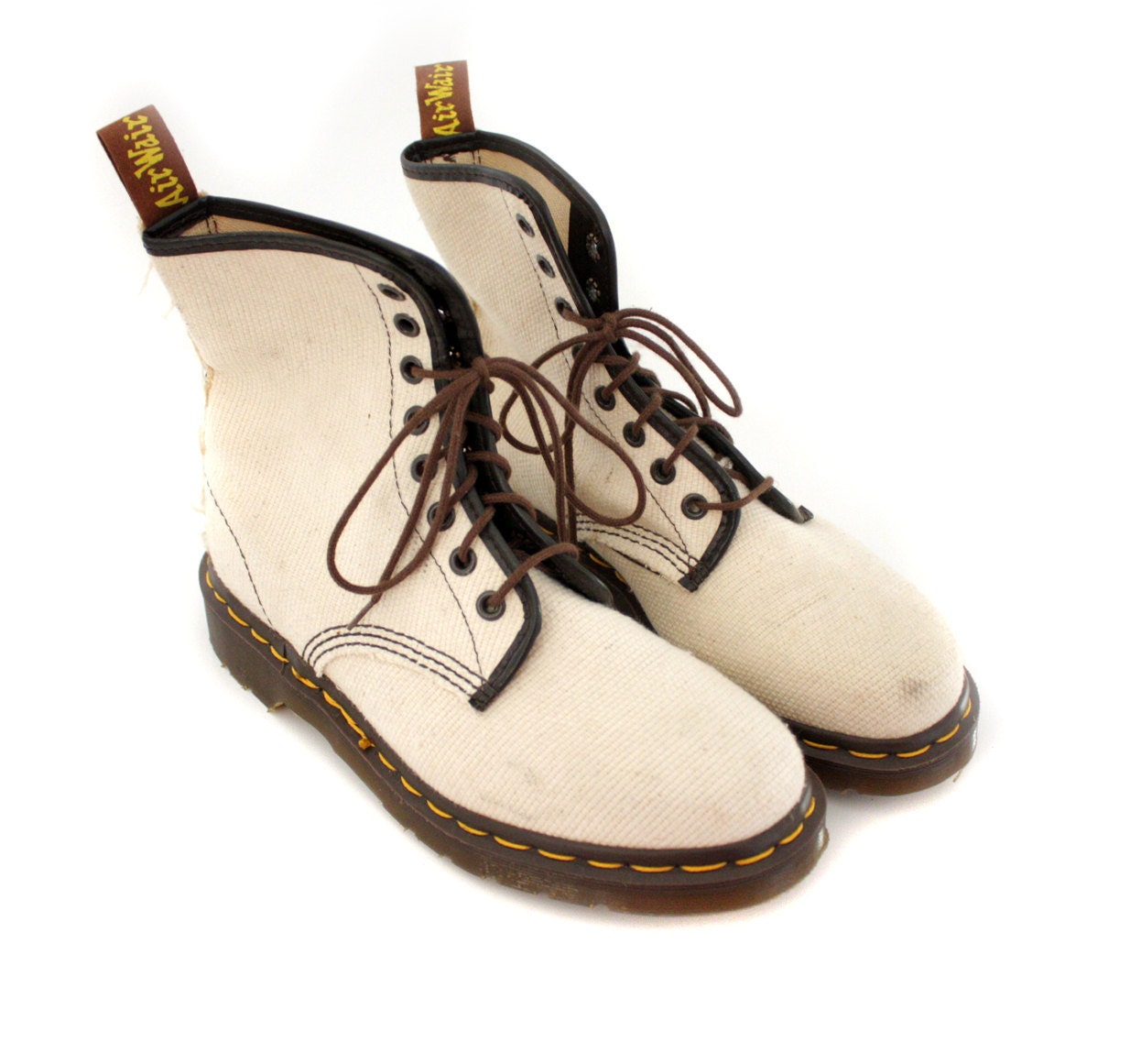 Vintage boots. vegan Doc Martens vanilla canvas. size 38/7.5