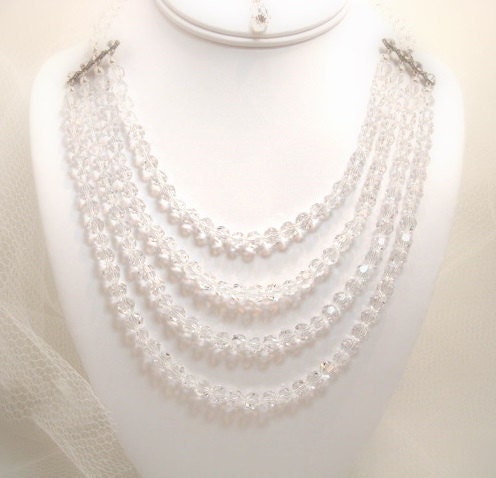 Bridal necklace Swarovski crystal necklace wedding necklace multi strand 