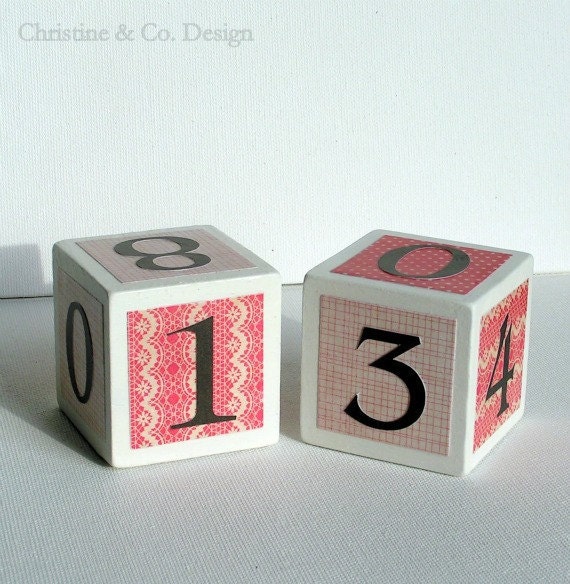 Pink and White Perpetual Calendar Block Set