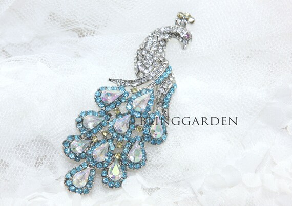 Blue Peacock Crystal Rhinestone Wedding Invitation Napkin Bridal Dress Bag Blue Peacock Crystal Rhinestone Wedding Invitation Napkin Bridal Dress Bag