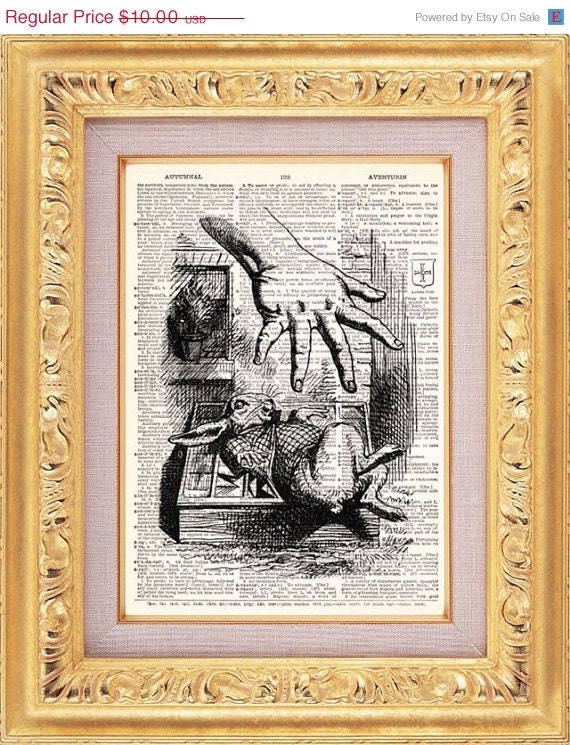 Alice In Wonderland Vintage Print vintage dictionary book page art print beautifully UpCycled 8x10