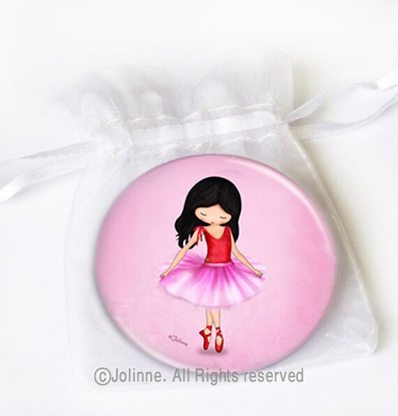 Pocket Mirror Handmade gift for woman girl ballerina ballet dancer pink , great for Christmas stocking stuffers