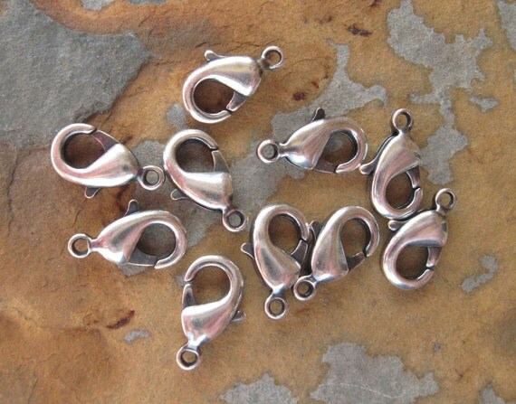 4 Trinity Brass Co. Lobster Clasp 12mm Antique Silver LOW SHIPPING