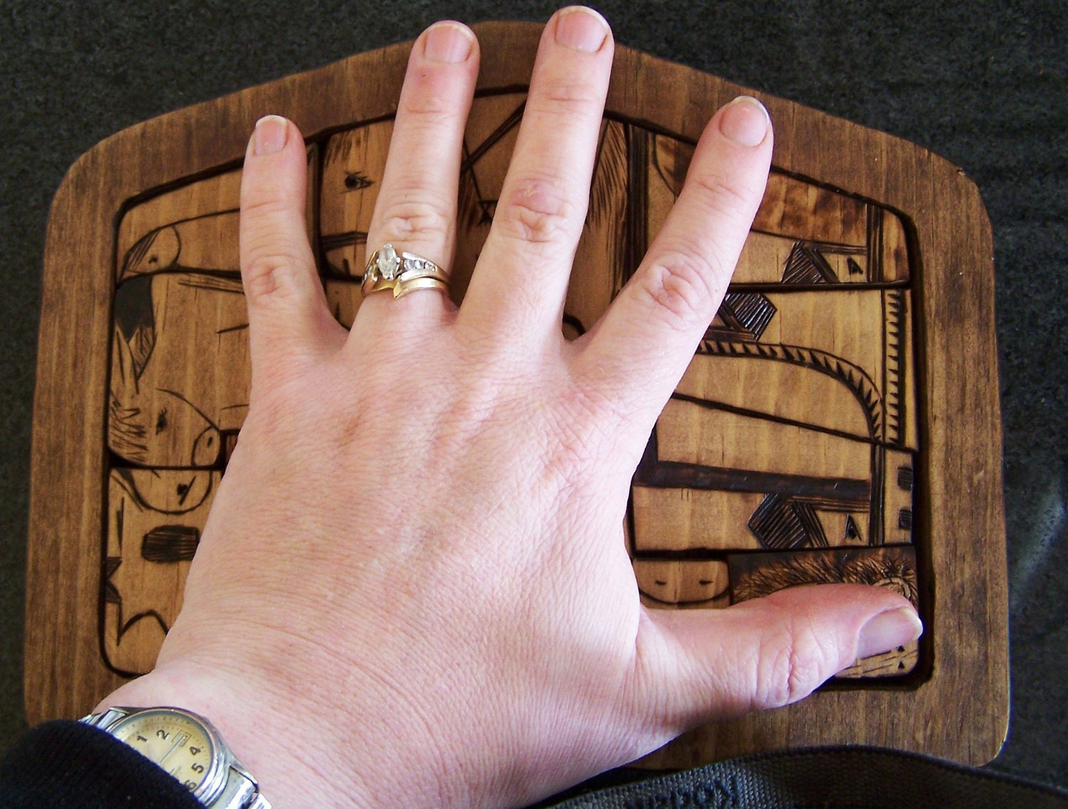 Miniture Nativity puzzle with wood burned design