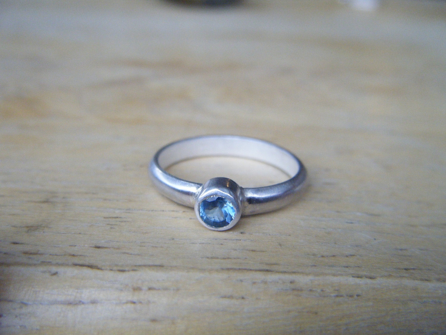 Ocean Blue Aquamarine and Silver Ring In your size