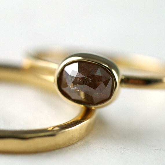 Rose Cut Reddish Brown Diamond Oval - One Of A Kind