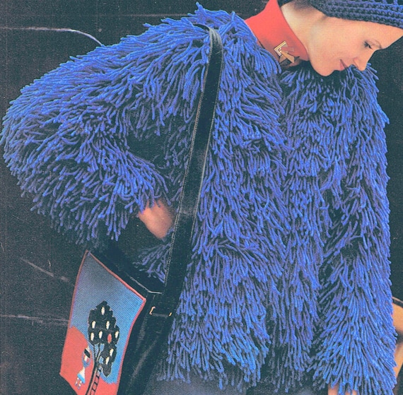 Faux Fur Gilet or Jacket Crochet pattern FAB - PDF Pattern 1970s (T214)