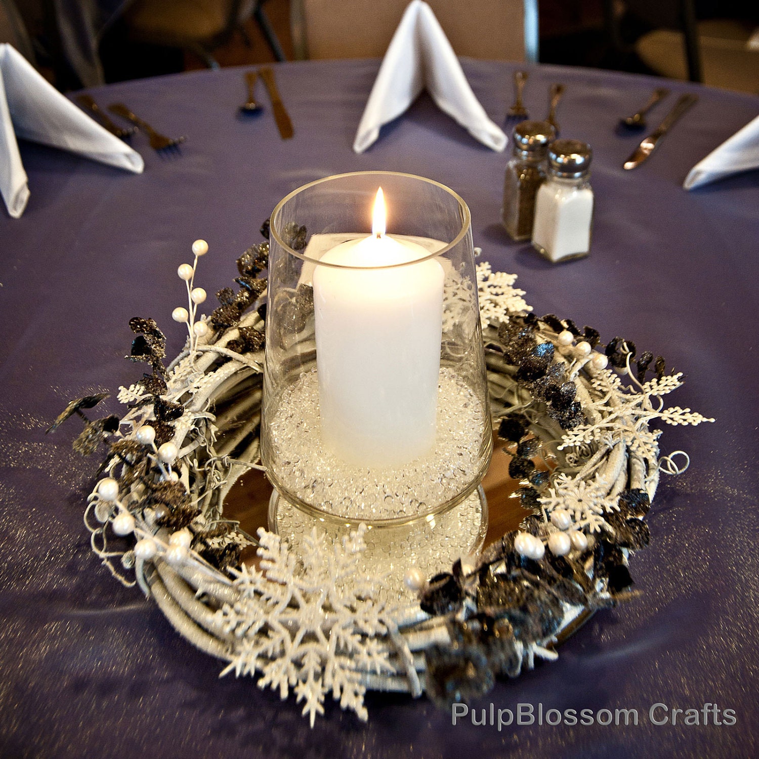 Winter Wedding Snowball Snowflake Hanging Ornaments Pew Table Centerpiece 