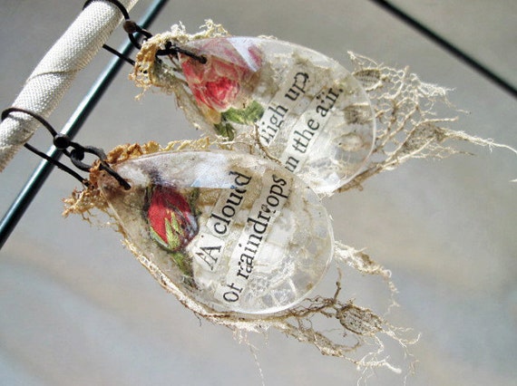 Rain. Chandelier crystal earrings, shabby romantic bridal jewelry.