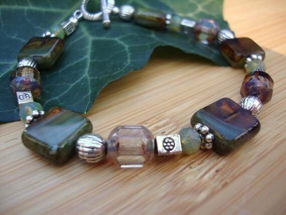 Brown And Green Czech Glass Window Bracelet Preview 3