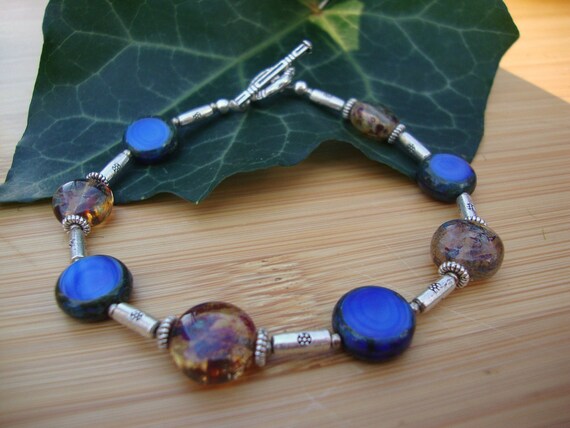 Blue And Brown Czech Glass Bracelet Preview 2