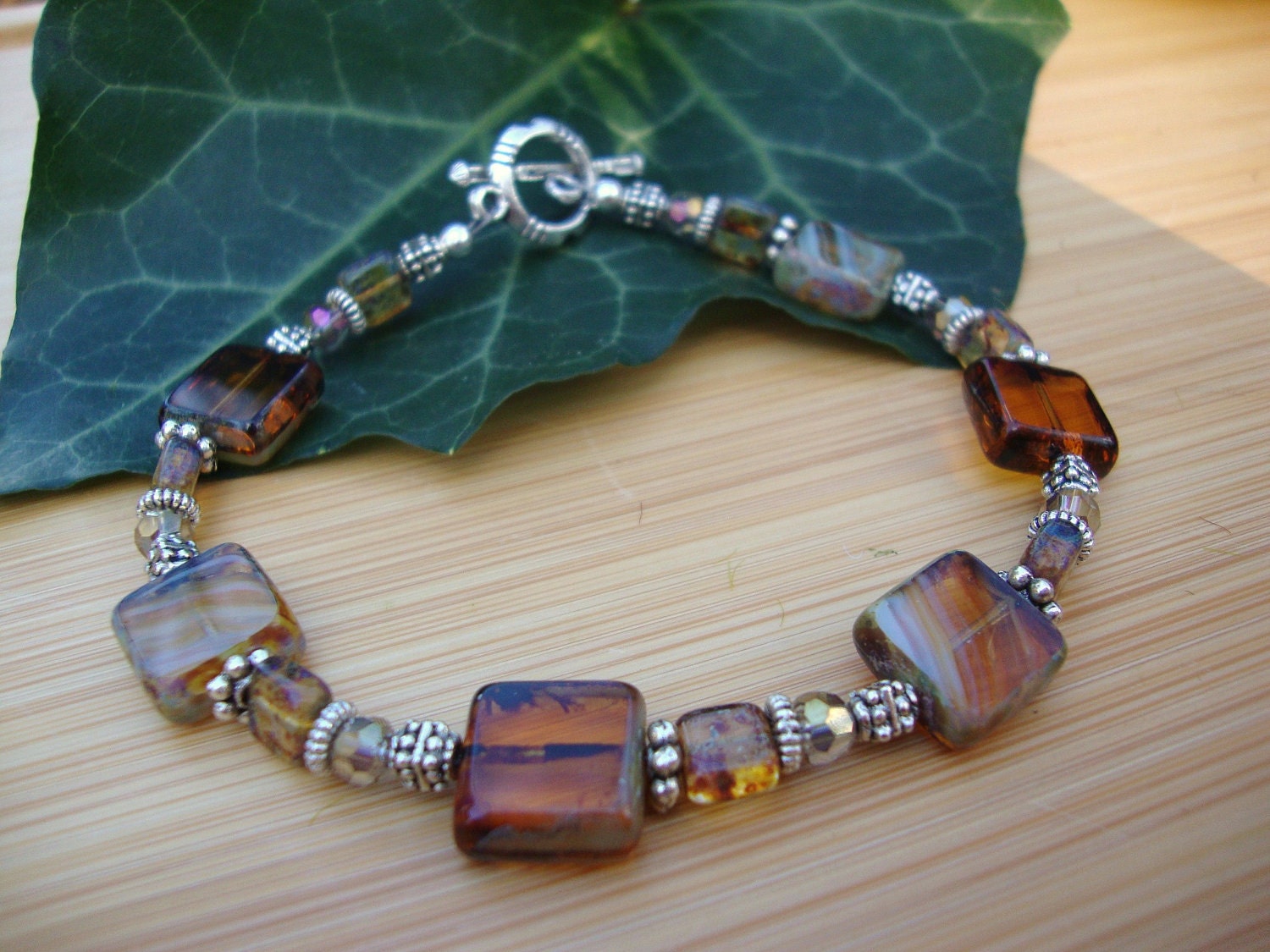 Amber Tone Czech Glass Bracelet Preview 3