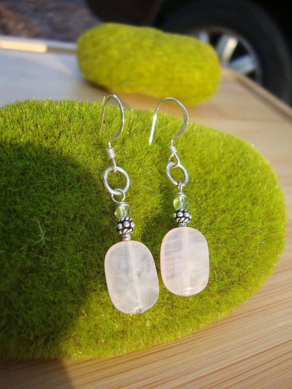 Rose Quartz And Peridot Earrings Preview 2