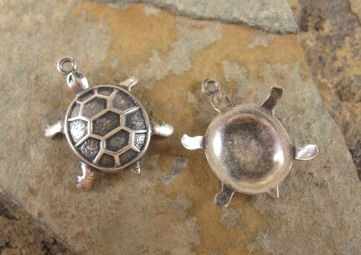 2 Turtle Charms Trinity Vintage Patina  -  Trinity Brass Co.
