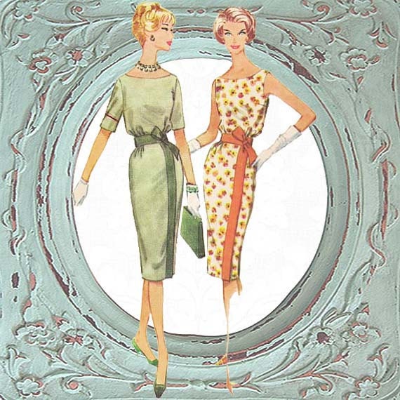 1950s Vtg Pattern McCALLS 3-Gore Slim Skirt Dinner Cocktail Dress CHIC 14/34