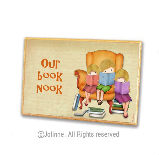 brother sister books personalized door sign reading room door hanger library kids plaque girl boy
