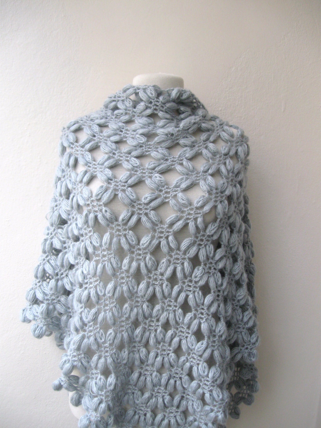 Hand crochet triangle bubble shawl mohair yarn Hand crochet triangle bubble shawl mohair yarn
