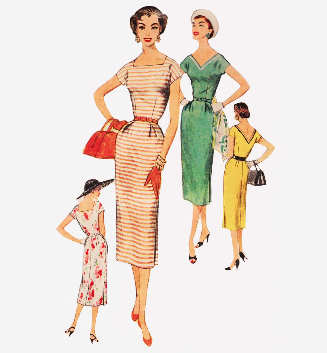1155  Vintage 1955 Simplicity Wiggle Dress Pattern Size 14