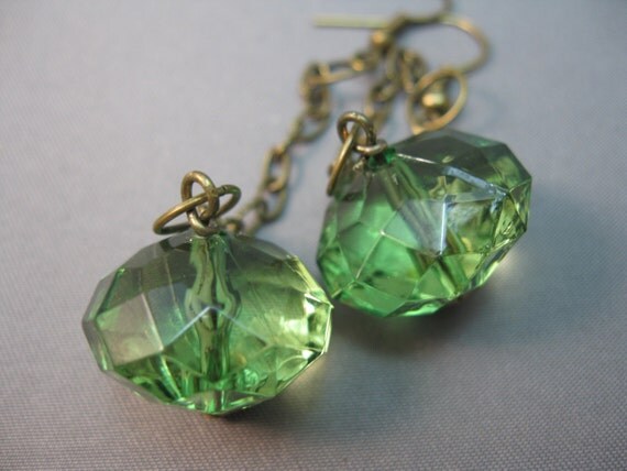 Balsam Green Acrylic Crystal Dangle Earrings