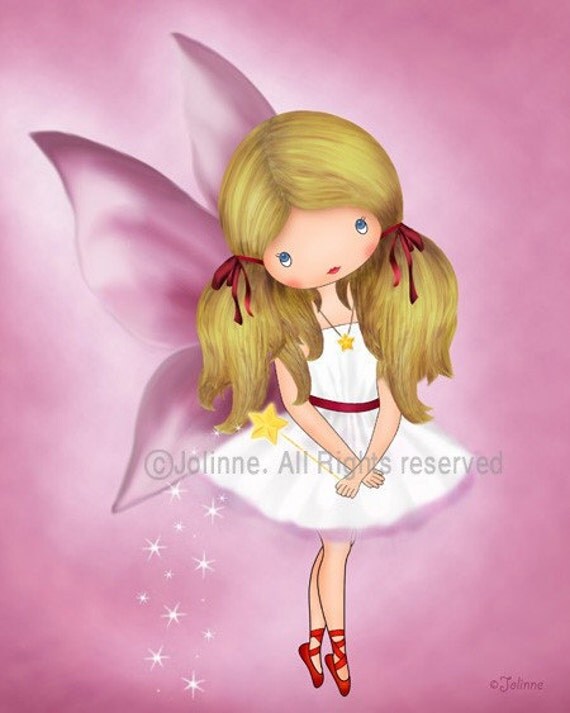 Fairy pink illustration Art print for girls room or nursery, children room decor wall art , etsy wall art