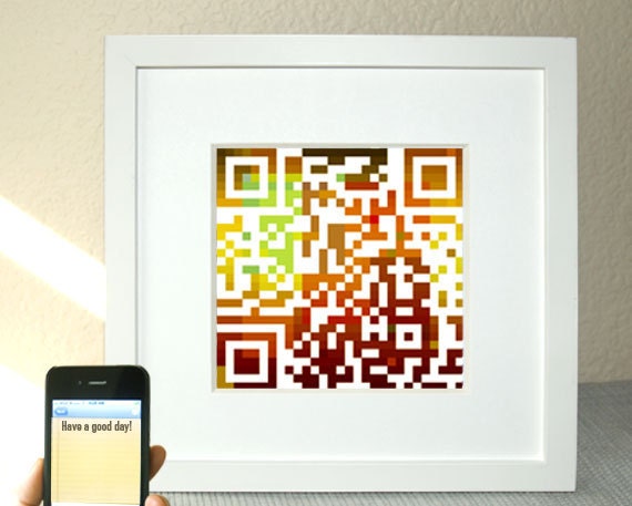 Have a good day - QR code square art print - art in action - under 25