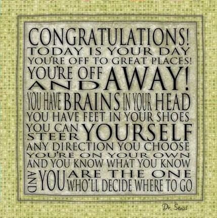 Dr Seuss Motivational Today Is Your Day Contemporary Cafe Mount 6x6 Graduation Congratulations