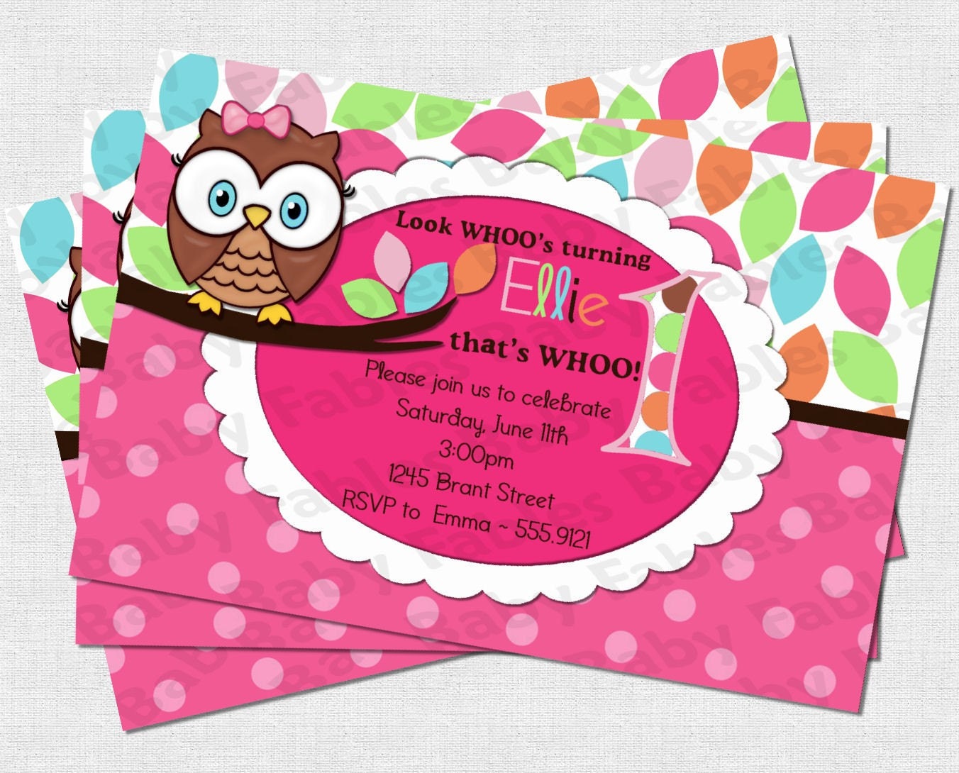 Pretty Owl Birthday Party Invitation - DIGITAL DIY