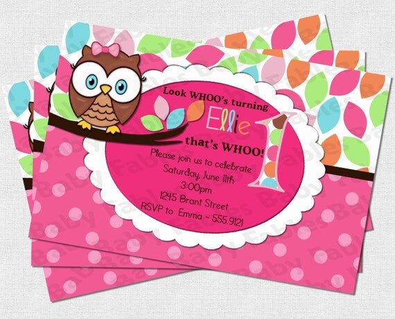 Pretty Owl Birthday Party Invitation - DIGITAL DIY