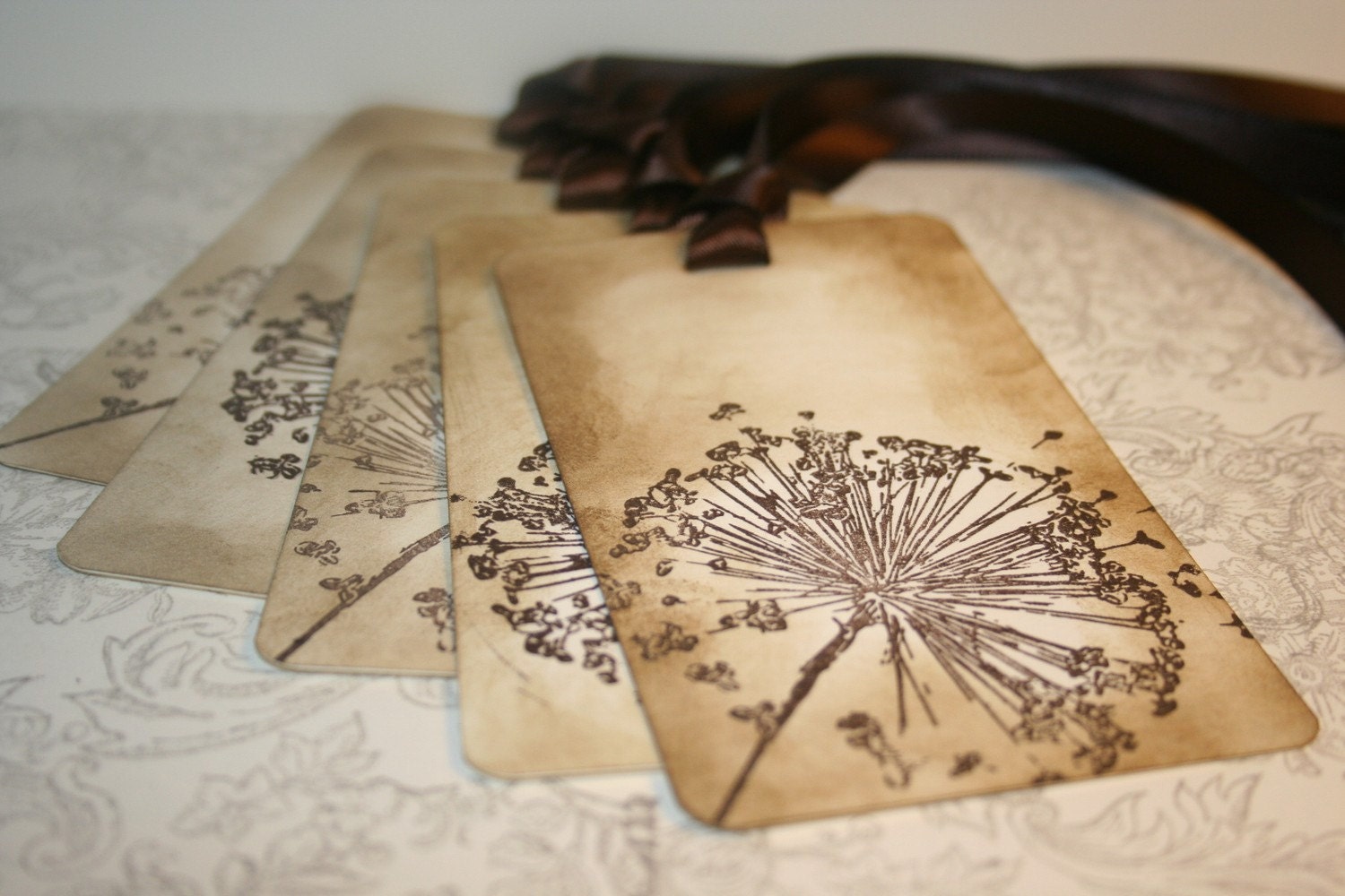 Wedding Wish Tree Tags - Dandelion wishes - Vintage Appearance Tags - Set of 5