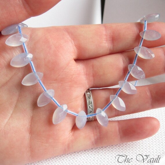 Chalcedony 12mm marquise faceted briolettes - 16 inch strand (destash)