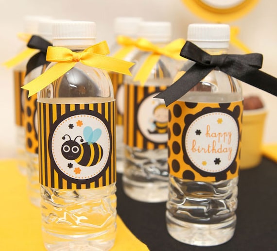 PRINTABLE Water Bottle Label DIY - Bumble Bee Party - PS111g