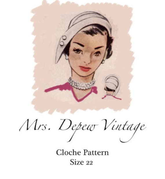 Vintage Sewing Pattern 1950's Cloche Hat PDF Printable Copy