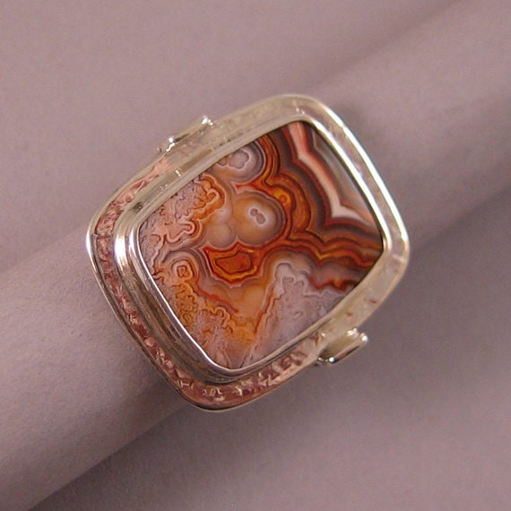 Crazy Lace Agate and Sterling Silver Ring by ruthshapiro on Etsy from etsy.com