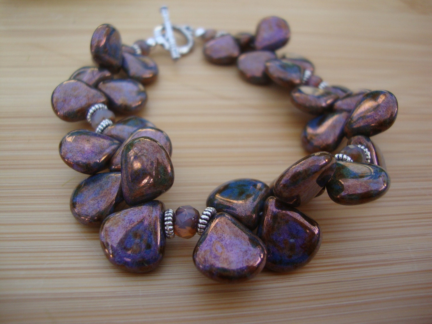 Bronze Czech Glass Petal Bracelet Preview 3