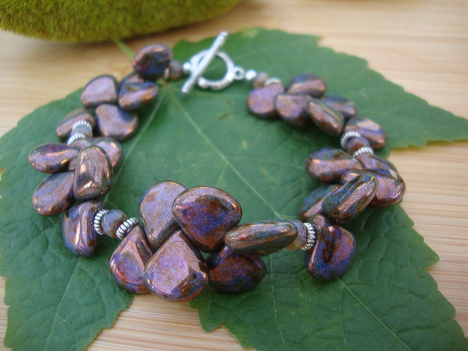 Bronze Czech Glass Petal Bracelet Preview 1