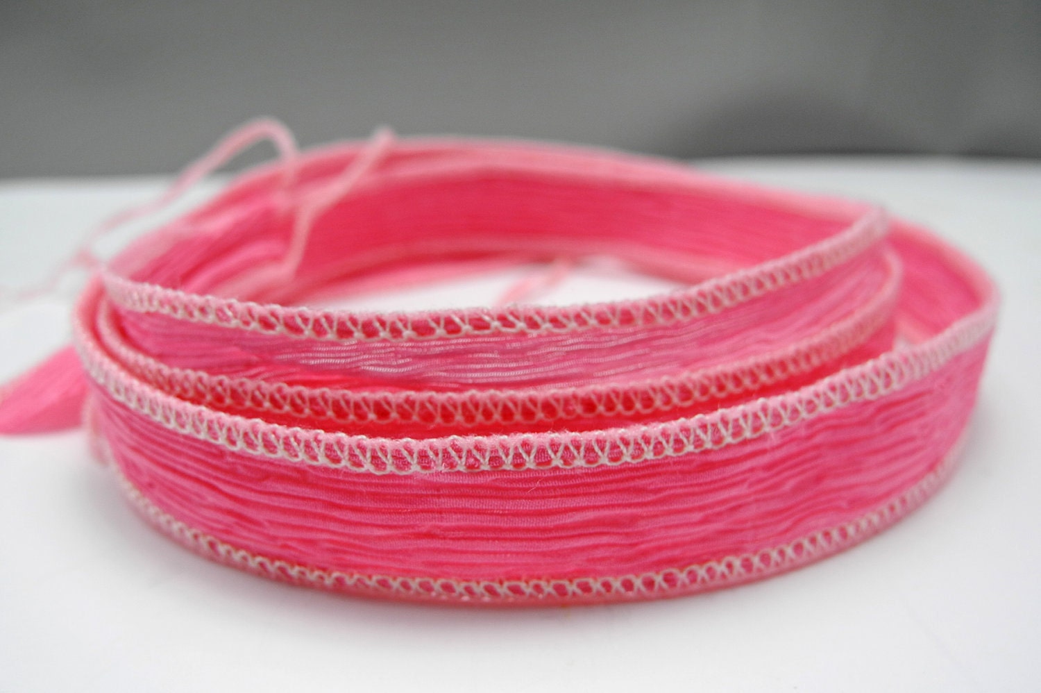 Crinkle Crepe Ribbon - Fairy silk - handdyed handpainted