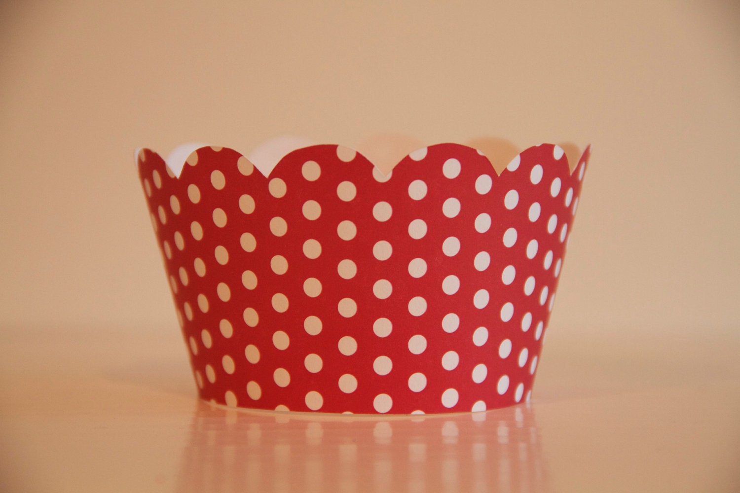 Red and White Small Polka Dot Cupcake Wrappers