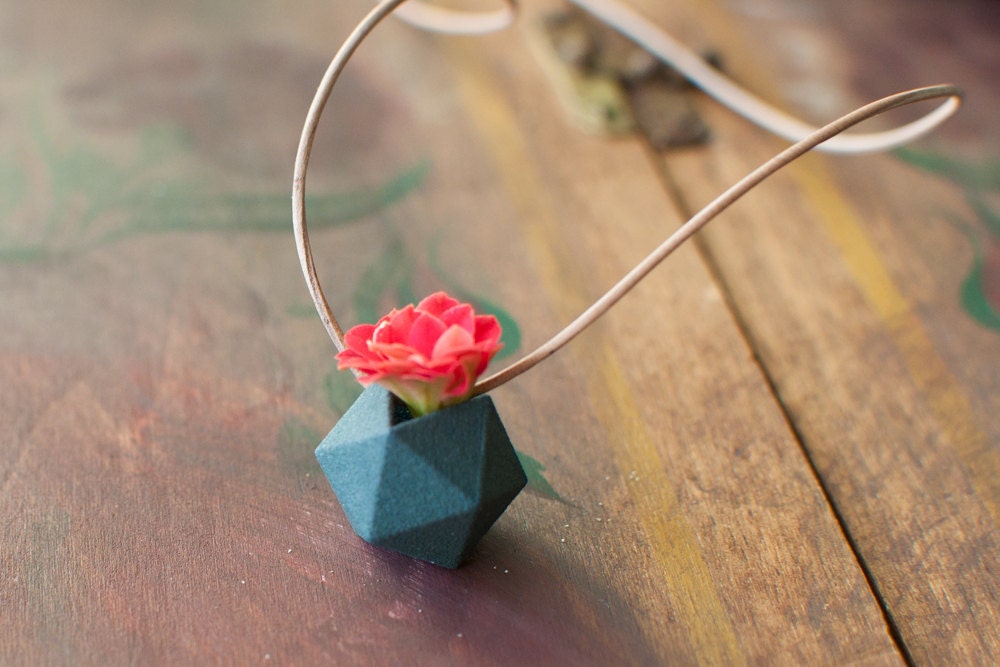 Miniature Icosahedron in Aqua: A Wearable Planter