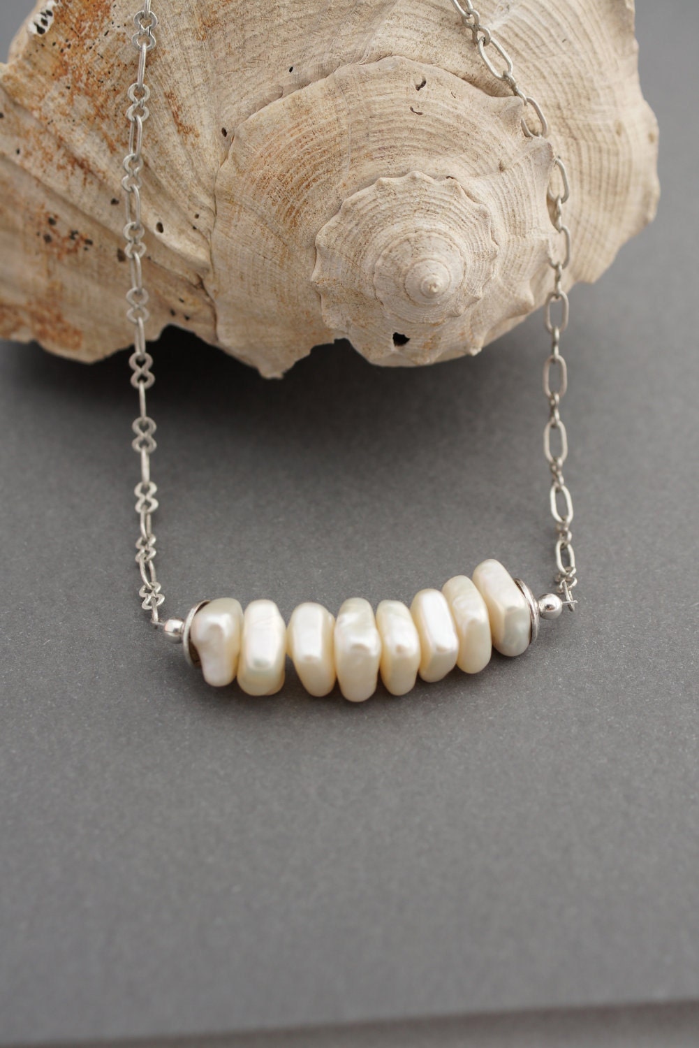 PEARL NECKLACE, Antique Silver and Freshwater Pearls by Cheydrea - Ready to Ship