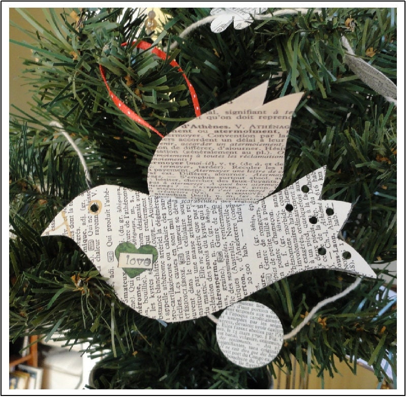 Paper Lovebirds Ornaments  Set of 3