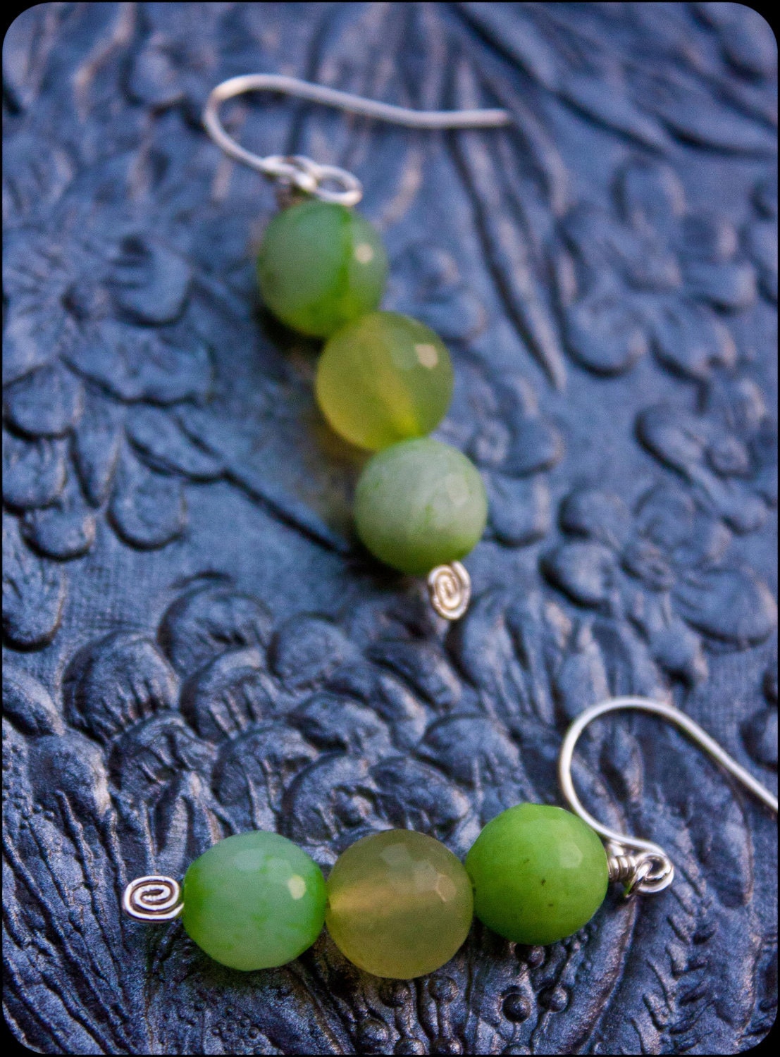 E.T. - Green Agate Earrings - Sterling Silver