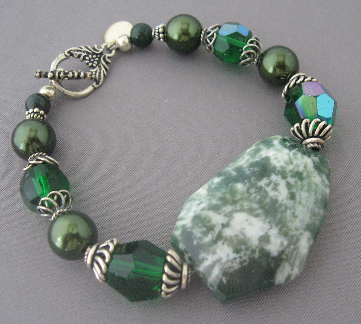 Green Gemstone  Sterling Bracelet Set