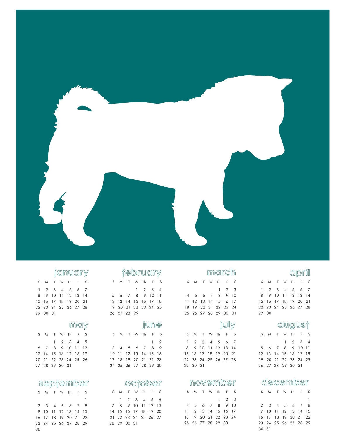 Custom Dog Silhouette Calendar from Our Humble A{Bowe}d